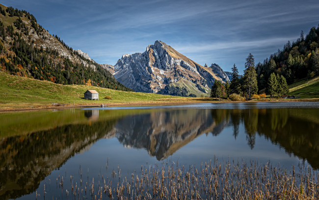 Обои картинки фото природа, реки, озера, гора, альтман, grappelen, lake, озеро, греппелен
