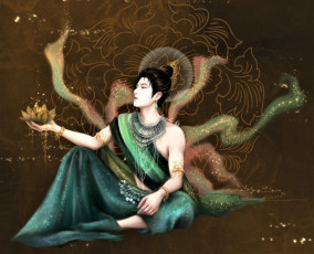 Картинка фэнтези маги +волшебники ван ибо лотос бог