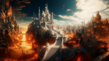 Картинка фэнтези замки нейросети графика нейроарт ai art нейронные сети рисунки нейро искусство