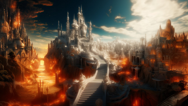 Обои картинки фото фэнтези, замки, нейросети, графика, нейроарт, ai, art, нейронные, сети, рисунки, нейро, искусство