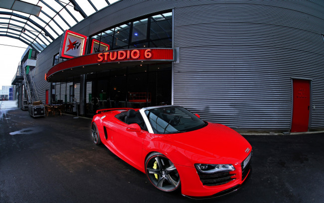 Обои картинки фото audi r8, автомобили, audi, красный, кабриолет, студия