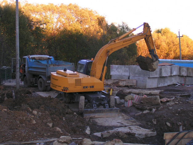 Обои картинки фото техника, экскаваторы