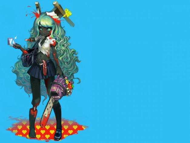 Обои картинки фото аниме, weapon, blood, technology