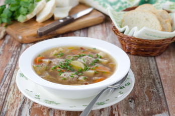 Картинка еда первые блюда тарелка суп фрикадельки