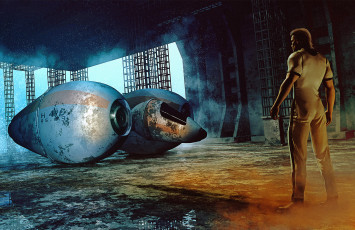 Картинка фэнтези люди фантастика аппарат футболка мужчина помещение штаны