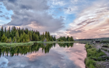 Картинка природа реки озера река лес отражение