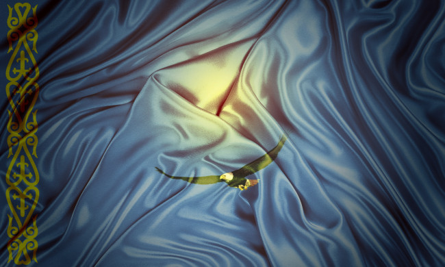 Обои картинки фото разное, флаги, гербы, флаг, казахстана, орел