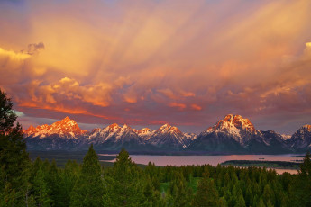 Картинка grand+tetons+national+park +wyoming природа восходы закаты grand tetons national park wyoming горы озеро лес закат парк