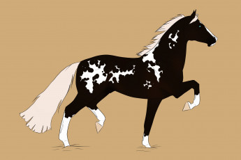 Картинка рисованные животные +лошади лошадь