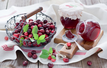 Картинка еда разное ягоды клюква джем