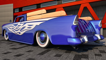 обоя автомобили, 3д, 1955, chevrolet, bel, air, nomad, custom