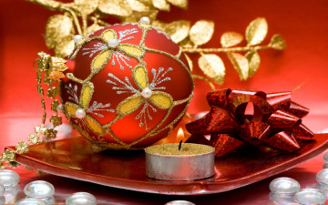 Картинка праздничные -+разное+ новый+год бант шарик свеча красный