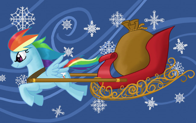 Обои картинки фото мультфильмы, my little pony, пони, сани