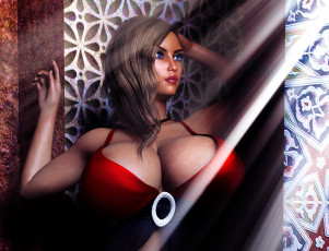 Картинка 3д+графика люди+ people девушка взгляд фон