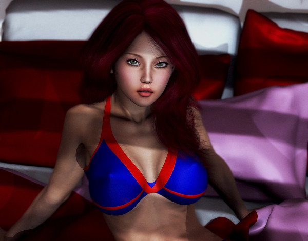 Обои картинки фото 3д графика, люди , people, фон, взгляд, девушка