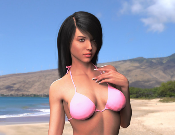 Обои картинки фото 3д графика, люди , people, девушка, взгляд, фон