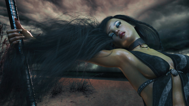 Обои картинки фото 3д графика, люди , people, девушка, взгляд, фон