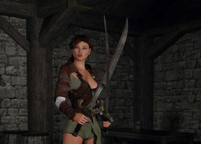 Обои картинки фото 3д графика, фантазия , fantasy, девушка, взгляд, фон