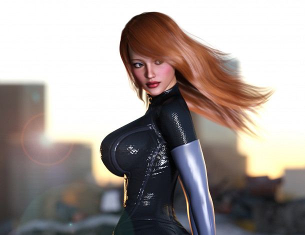 Обои картинки фото 3д графика, люди , people, фон, взгляд, девушка