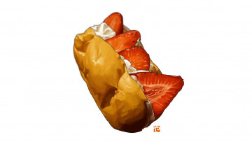 Картинка рисованное еда пирожок клубника