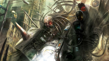 Картинка видео+игры afterfall +insanity киборг город светофор