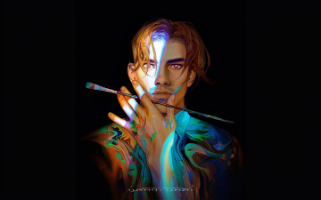 Картинка рисованное valentina+remenar парень краски художник кисть