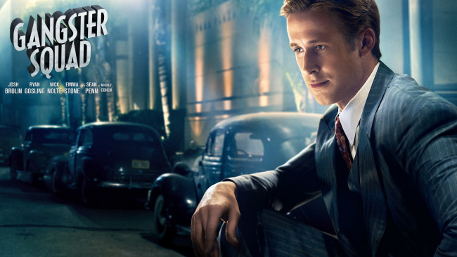 Обои картинки фото кино фильмы, gangster squad, мужчина, костюм, машины