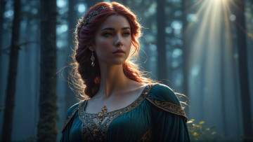 Картинка 3д+графика портрет+ portraits нейросети графика нейроарт ai art нейронные сети рисунки нейро искусство лес девушка