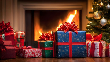 обоя праздничные, подарки и коробочки, банты, подарки, ленты