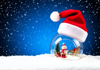 Картинка праздничные фигурки снег шапка шар