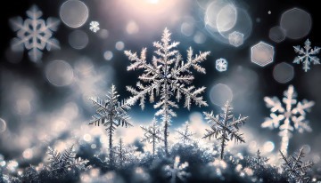 Картинка праздничные снежинки+и+звёздочки снежинки блики