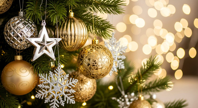 Обои картинки фото праздничные, украшения, ёлка, блики