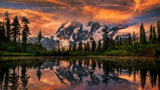 Обои картинки фото mount shuksan, north cascades, washington, природа, горы, mount, shuksan, north, cascades