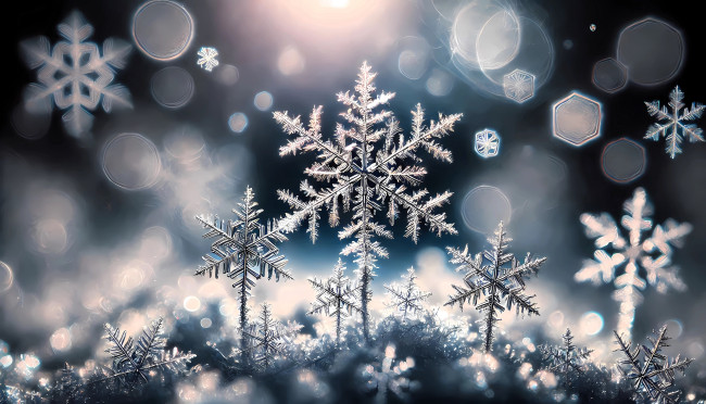 Обои картинки фото праздничные, снежинки и звёздочки, снежинки, блики