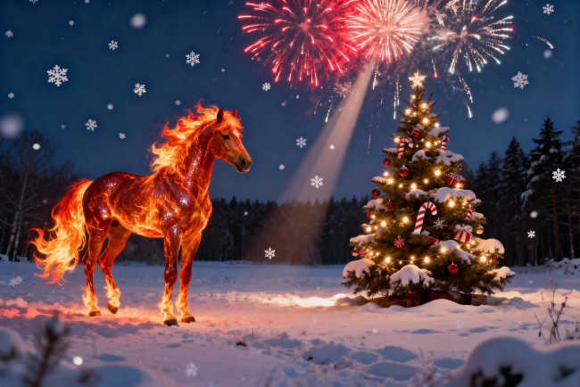 Обои картинки фото праздничные, - разное , новый год, новогодняя, лошадь