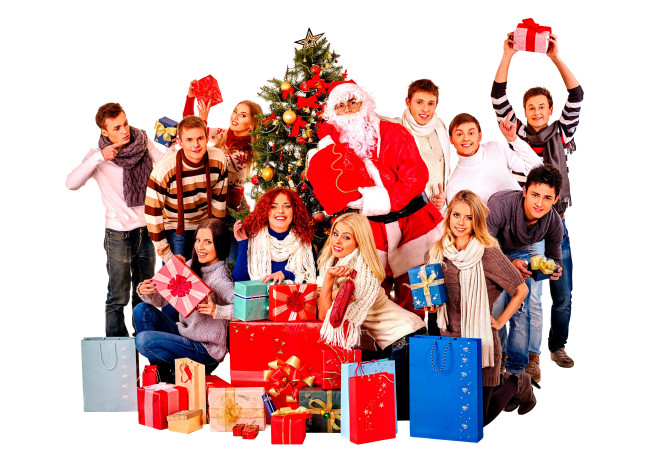 Обои картинки фото праздничные, дед мороз,  санта клаус, санта, клаус, люди, подарки, ёлка