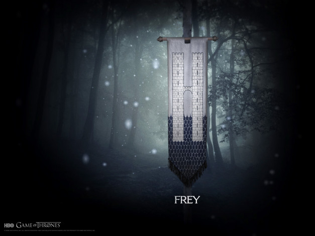 Обои картинки фото вымпел, клана, фрай, кино, фильмы, game, of, thrones, сериал, герб, фрей