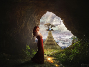 Картинка фэнтези девушки девушка грот вода