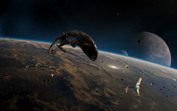 Картинка фэнтези космические+корабли +звездолеты +станции спутники корабли космические планета астероиды