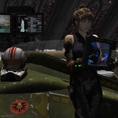 Обои картинки фото 3д графика, fantasy , фантазия, девушка, звездолет