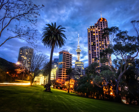 Обои картинки фото города, - огни ночного города, окленд, новая, зеландия