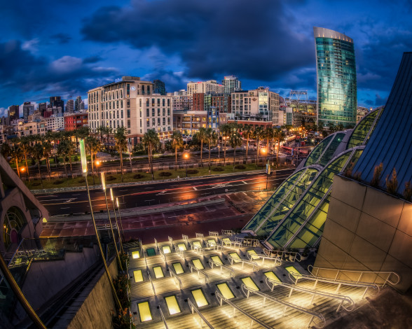 Обои картинки фото города, сан-диего , сша, ночь, дорога, освещение