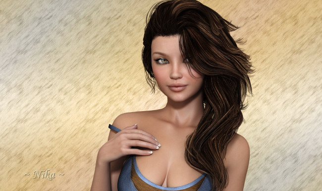 Обои картинки фото 3д графика, portraits , портрет, девушка, взгляд