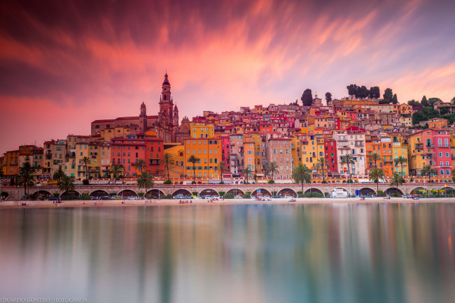 Обои картинки фото ментон , франция, города, - здания,  дома, вода, здания