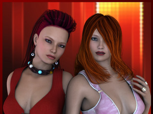 Картинка 3д+графика люди+ people рыжие фон взгляд девушки