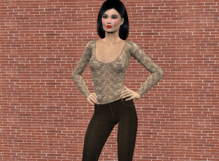 Картинка 3д+графика люди+ people платье фон девушка взгляд