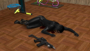 обоя 3д графика, фантазия , fantasy, девушка, пол, оружие