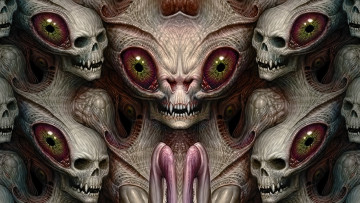 Картинка фэнтези нежить teeth eyes horrible creatures faces heads