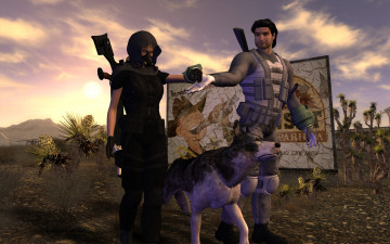 Картинка 3д+графика фантазия+ fantasy девушка взгляд фон мужчина собака пустыня горы облака