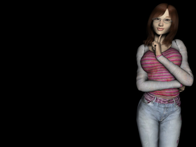 Обои картинки фото 3д графика, люди , people, девушка, взгляд, фон, очки